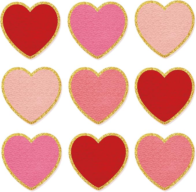 Whaline 48Pcs Large Valentine's Day Cutouts Paper Cutting 5.5inches Red Pink Heart Shaped Cut-Outs with Gold Edge for Wedding Anniversary Valentine Party Supplies DIY Crafts