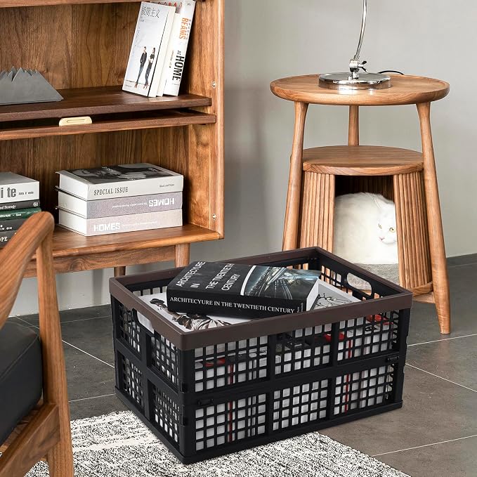 4-Pack Large Plastic Collapsible Storage Crate, 42 L Folding Crates Storage