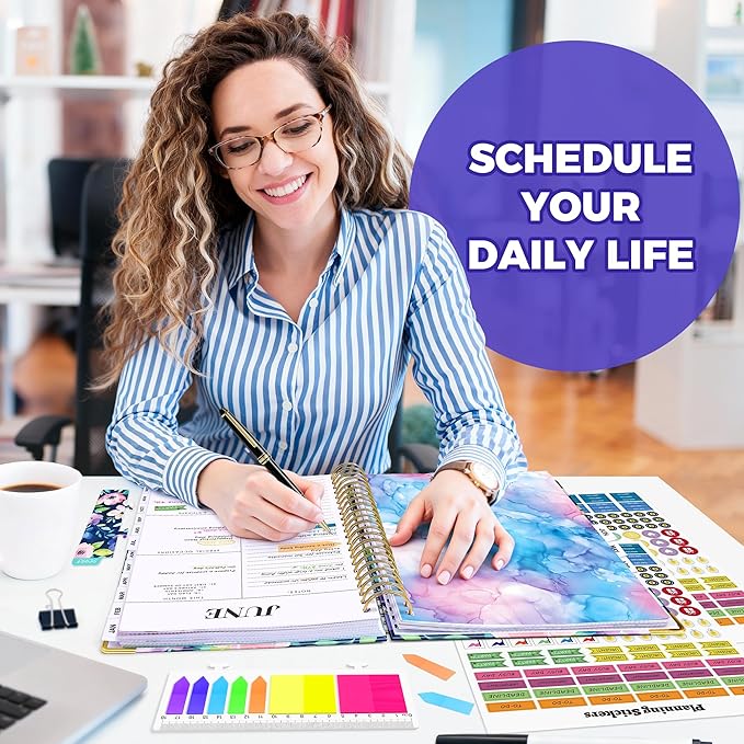 Planner 2026-2027, 18 Month Weekly and Monthly Planner, Jan. 2026 - Jun. 2027, 9" x 11.6" A4 Large Hardcover Calendar Planner with Page Tabs, Separator Page, Inner Pocket, Bookmark, Stickers, Sticky Note Set