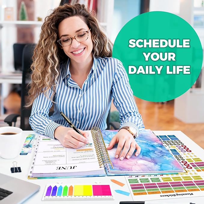 Planner 2026-2027, 18 Month Weekly and Monthly Planner, Jan. 2026 - Jun. 2027, 9" x 11.6" A4 Large Hardcover Calendar Planner with Page Tabs, Separator Page, Inner Pocket, Bookmark, Stickers, Sticky Note Set