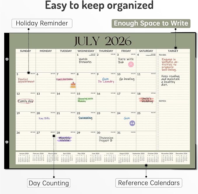 Forvencer Desk Calendar 2026-2027, 20 Months Calendar Runs from May 2026 to December 2027, 22" x 17" Large 2026 Desk Calendar Monthly Planner with Plastic Cover for Home School Office, Pink