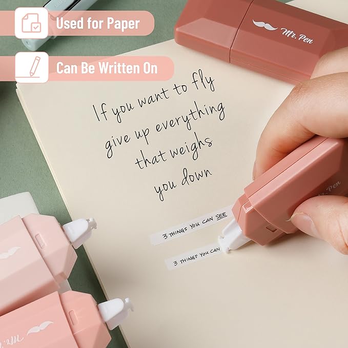 Mr. Pen- Correction Tape, 0.2" x 236", 6 pcs, Mocha Blush, Cute Correction Tape
