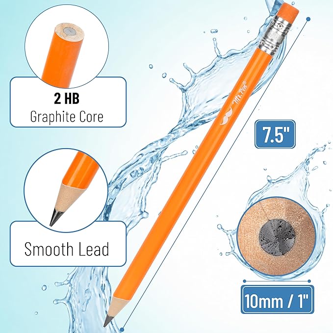 Mr. Pen- Jumbo Pencils, 60 pcs, Preschool Pencils, Large Pencil, Bright Barrels and Black 2 HB Graphite Cores, Smooth Lead, Latex-Free Eraser Top with Metal Ferrule