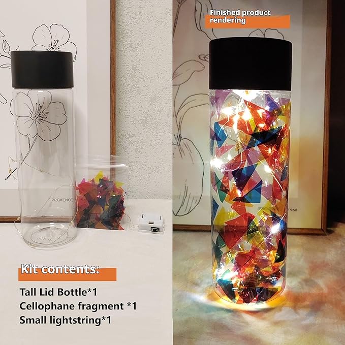 DIY Sensory Bottle Light and Shadow for Kid – Calming Bottles with Color Change, Montessori Educational Kindergarten Crafts DIY Equipment Sensory Room Equipment