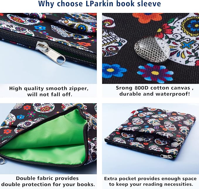 Book Sleeve for Book Lovers, Bookish Book Protector, Book Covers for Paperbacks, Washable Fabric, Book Sleeves with Zipper, Medium 11 Inch X 8.7 Inch