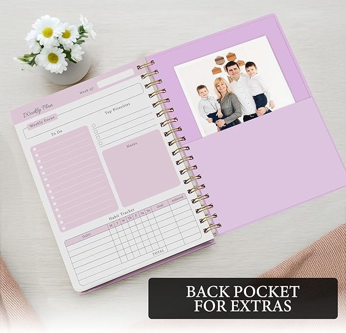 Undated Weekly Planner – Minimalist Notebook for Work, Home & Daily Writing | Simple Matte Planner for Goals, Appointments, Notes & Productivity, Elegant Cardstock Pages, Purple