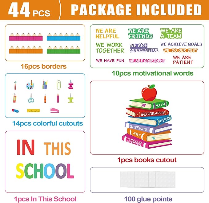 Motivational Bulletin Board Decoration Set Classroom Affirmation Station Bulletin Board in This School Classroom Cutouts for Back to School Elementary Home Wall Door Supplies