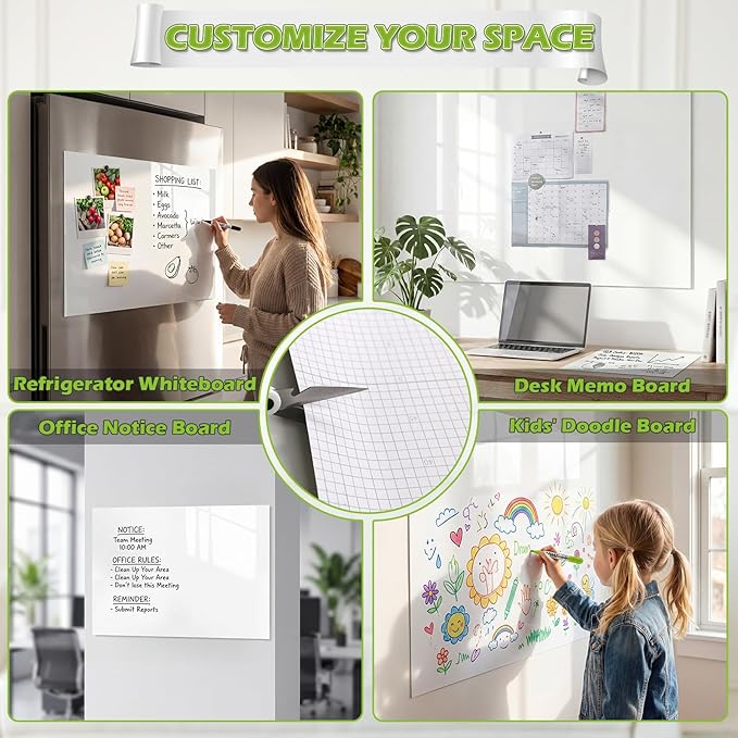 AFMAT Whiteboard Sticker for Wall, 4x6ft White Board Paper, Super Sticky Dry Erase Wallpaper, Peel and Stick Dry Erase Board with 16 Markers, No Ghosting Whiteboard Paper for Home Office Classroom