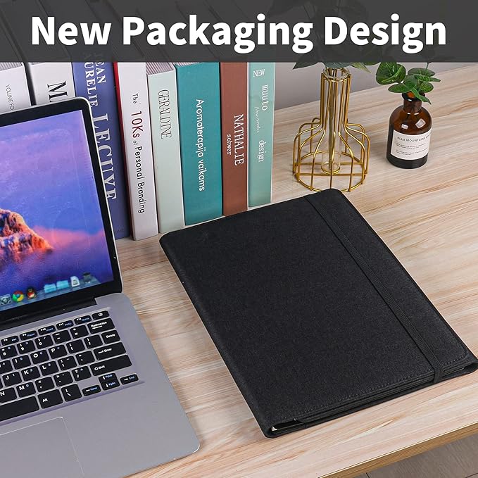 Trifold Planner Cover for Rocketbook Smart Notebook | Fits Letter Size/A4/8.5x11 Inch | Waterproof Portfolio Organizer with File Storage & Accessory Protection (Black)