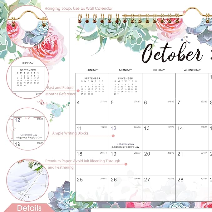 Calendar 2026-2027 - July 2026 - December 2027, Wall Calendar 2026-2027, 11" x 8.5", 18 Months Wall Calendar, Writing Blocks, Julian Dates, Spiral Bound