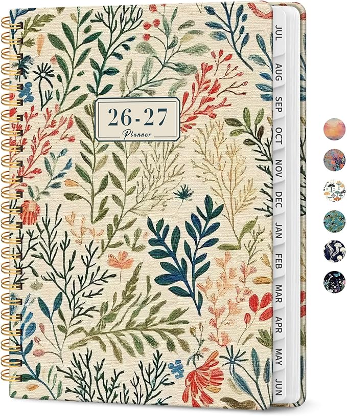 Planner 2026-2027, Academic Year Weekly and Monthly Calender Planner, from Jul 2026 - Jun 2027, Spiral Bound School Planning Book, Perfect for Teacher, Student, Women & Men, A5 (6.3" x 8.5"), Herbs