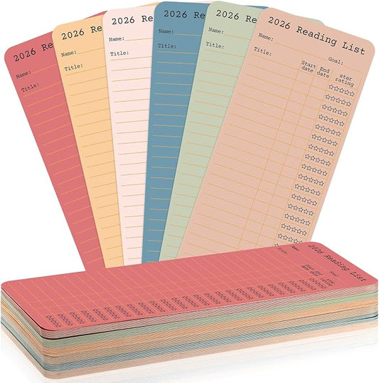 60 Pcs 2026 Reading Log Bookmark 3 x 7.9 Inch Reading List Bookmark Book Lovers Gift Macaron Color Library Book Tracker Notecards for Back to School Gifts Teachers Students Library Accessories
