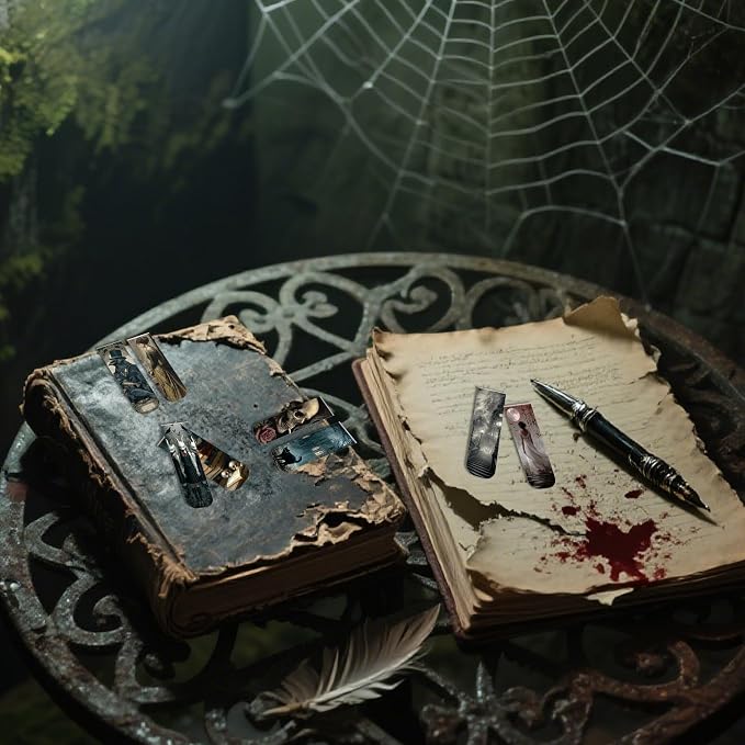 Dark Academia Magnetic Bookmarks for Women, 30 Pcs Gothic Witchy Book Marks with Aesthetic Skull Rose Castle Designs, Magnet Book Marker Clips for Readers and Book Lovers