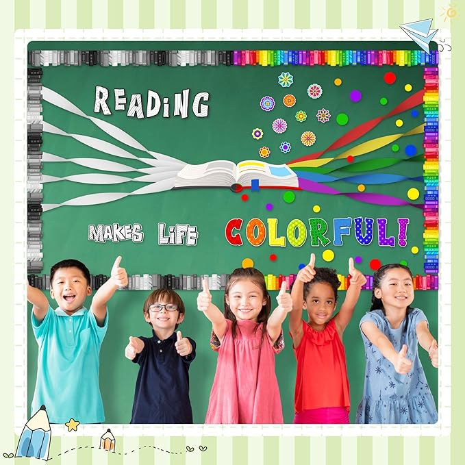 Pasimy 77 Pcs Back to School Reading Bulletin Board Decorations Library Read Bulletin Board Set Cut Outs Open Book 3D Paper Cutouts for Teacher Classroom Library Decor Supplies