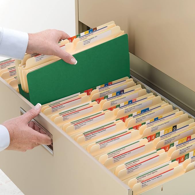 Smead File Pocket 74236, Straight-Cut Tab, 5-1/4" Expansion, Legal Size, Green, 10 per Box (74236)