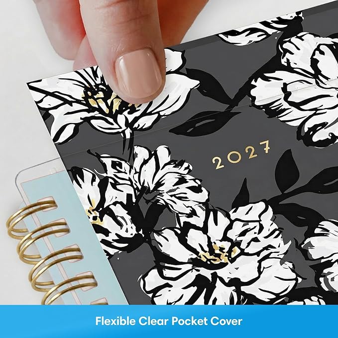 Blue Sky 2027 Weekly and Monthly Planner Calendar, January 2027 - December 2027, 8.5" x 11", Clear Pocket Cover, Laminated Tabs, Durable Twin Wire Binding, Storage Pocket, Baccara Dark