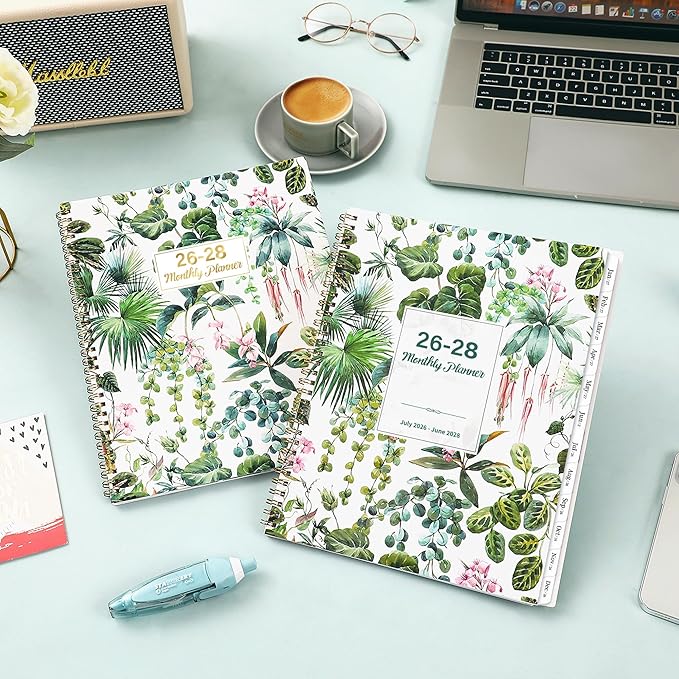 Monthly Planner 2026-2028 - Planner/Calendar 2026-2028, Jul. 2026 - Jun. 2028, 9" × 11", 2 Year Monthly Planners with Flexible Cover, 24-Month Tabs, Pockets, Thick Paper - Leaves