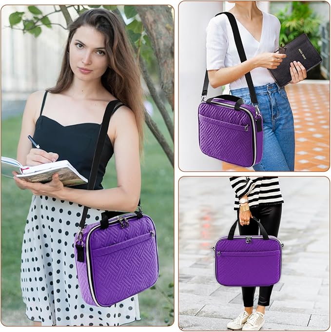 Aplufine Large Bible Case for Women-Bible Covers-Bible Carrying Case-Book Bags and Totes for Women with Detachable Shoulder Strap, Bible Gift