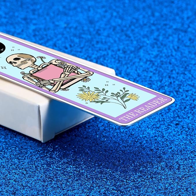 Halloween Spooky Bookmarks - Halloween Gifts for Women Adult, Boo Basket Stuffers for Women, Spooky Basket Stuffers for Her Him, Book Lover Gifts for Women, Funny Skeleton Tarot Bookmark Horror Gift
