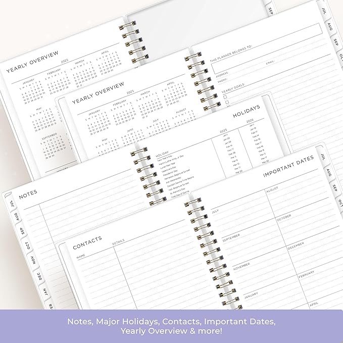 Blue Sky Ashley G 2025-2026 Weekly and Monthly Academic Year Planner Calendar, July 2025 - June 2026, 5" x 8", Flexible Cover, Wirebound, Laminated Tabs, Multi Color Smoke