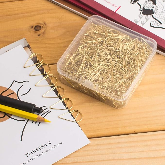 300 Pieces Gold Cute Paper Clips Stainless Steel Drop-Shaped Paperclips for School Office Supplies Baby Shower Crafts Scrapbooking Bookmarks Kids Women Planners by VENCINK