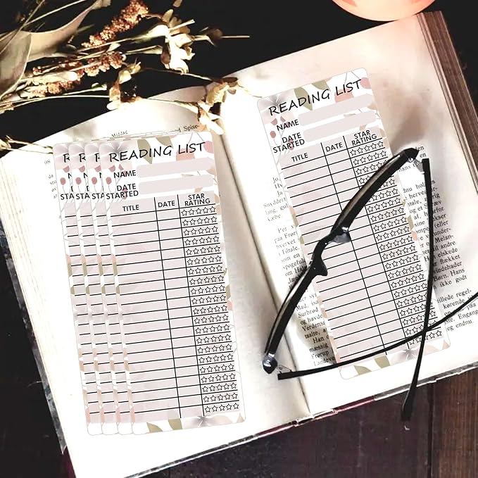 Reading List Bookmark Tracker 3x8 Inch Personal Libraries Cards 100 Pcs Book Tracker Reading Page Cards Book Reading Log for Reading Student Lover Readers Literary Gifts,Book Accessories Thick