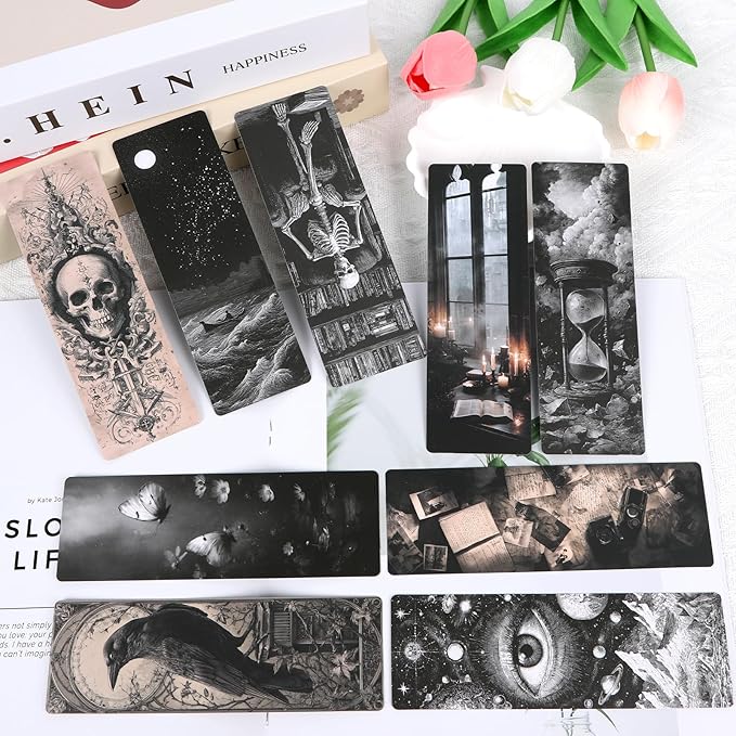 Wxiben Dark Academia Bookmarks Gifts - 100 Pcs Vintage Gothic Book Mark Dark Romance Bookmark Skull Witchy Page Marker Clip Gifts for Women Men Book Lovers Students Teachers Bookish Reading