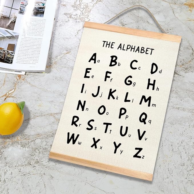 Alphabet and Numbers Educational Chart Set of 2 for Classroom Decor,Colorful Educational Poster for Toddlers 1-3,Toddler Learning Poster for Ages 3-5 for Nursery Playroom,Classroom Must Haves (Black Font)