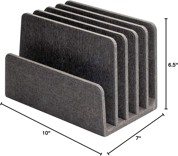 MobileVision Executive Dark Gray Desktop File Folder Organizer and Paper Tray, 5 Slot Dividers
