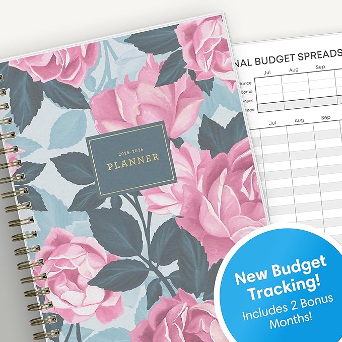 Blue Sky 2025-2026 Weekly and Monthly Academic Year Planner Calendar, July 2025 - June 2026, 5" x 8", Flexible Cover, Wirebound, Laminated Tabs, Roosevelt Pink