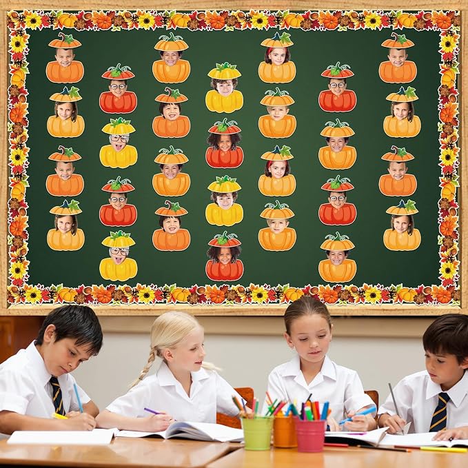 gisgfim 80Pcs Fall Pumpkin Cutouts Thanksgiving Fall Decorations Bulletin Board Autumn Paper Cut-Outs Classroom Decor for Boy Girl DIY Craft Photo Wall Kindergarten Preschool Party Favor Supply