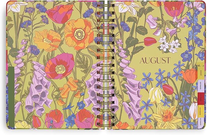 Vera Bradley 2025-2026 Large Planner Daily Weekly & Monthly, 17 Month Hardcover Agenda Dated Aug 2025-Dec 2026, Cute Planner with Stickers, Pockets, & Spiral Binding, Meadow Bouquet