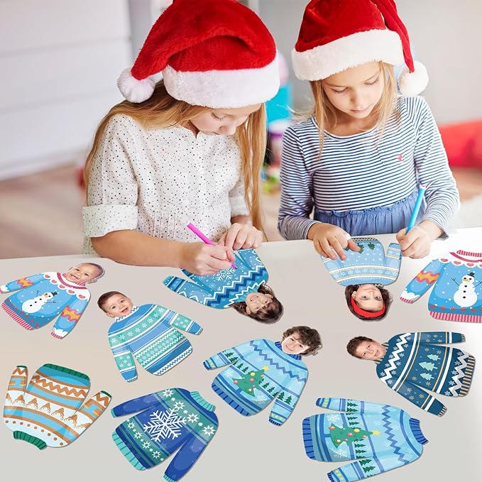 60pcs Winter Theme DIY Cutouts Sweater Bulletin Board Decoration Set Christmas Sweater Paper Cut-Outs Decor for Winter Holiday DIY Photo Craft Xmas Party School Classroom Wall Door Supplies