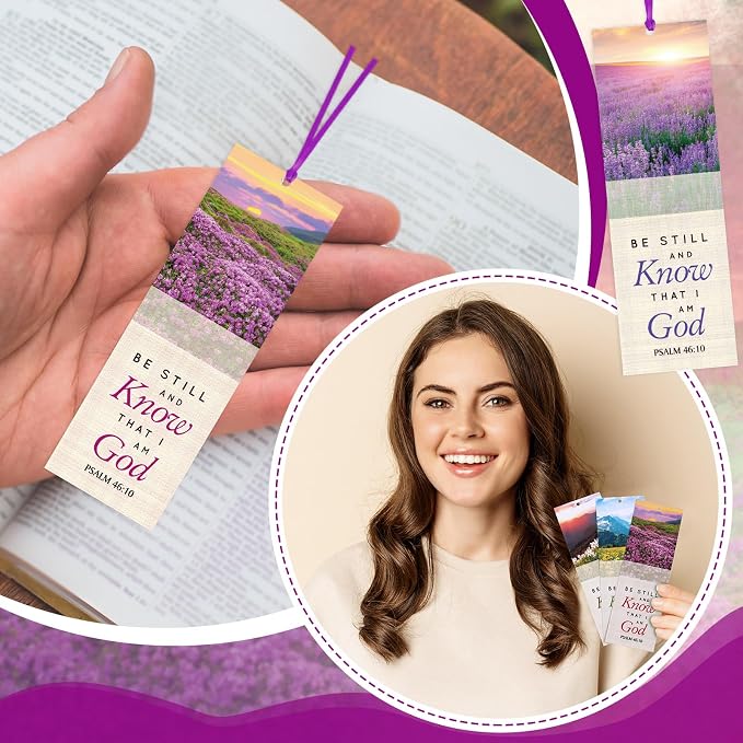 Dispowreath 60 Pcs Be Still and Know that I Am God Bookmarks Religious Psalm 46: 10 Bookmarks Church Exchange Gifts for Sunday School Vbs Church Prizes Party Favors