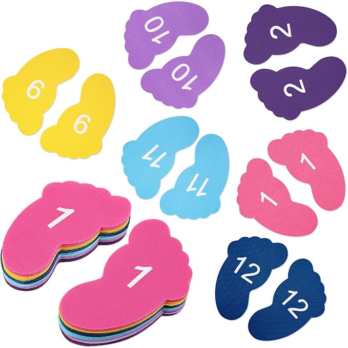 Outus 48 Pcs Carpet Feet Spots, Line up Sit Foot Spots for Classroom Floor, Carpet Markers for Teacher Supplies Classroom Rug, School Decoration(Multicolor)