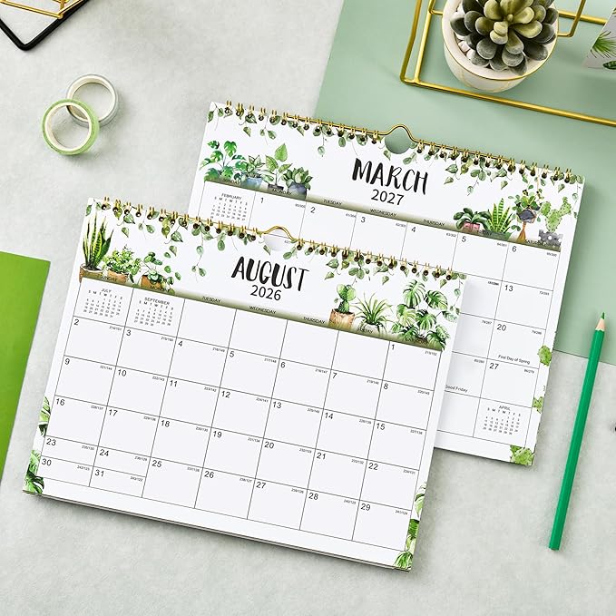 Wall Calendar 2026-2027 - Calendar 2026-2027, Jul. 2026 - Dec. 2027, 11" x 8.5", Wall Calendar 18 month with Twin-Wire Binding + Thick Paper - Plants