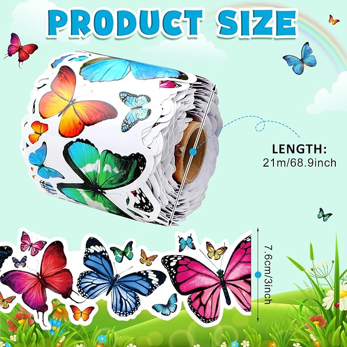 Dispowreath 68. 9 Feet Butterfly Bulletin Board Border Decoration Butterfly Rolled Border Trim for Back to School Bulletin Boards Classroom Chalkboard Wall Spring Home Decor