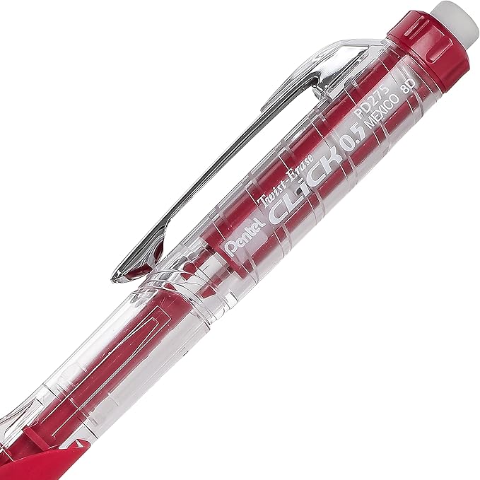 Pentel Twist-Erase Click Mechanical Pencil, (0.5mm), Assorted Barrels, 2 Eraser Refills and Lead, Color May Vary, Pack of 2 (PD275TLEBP2)
