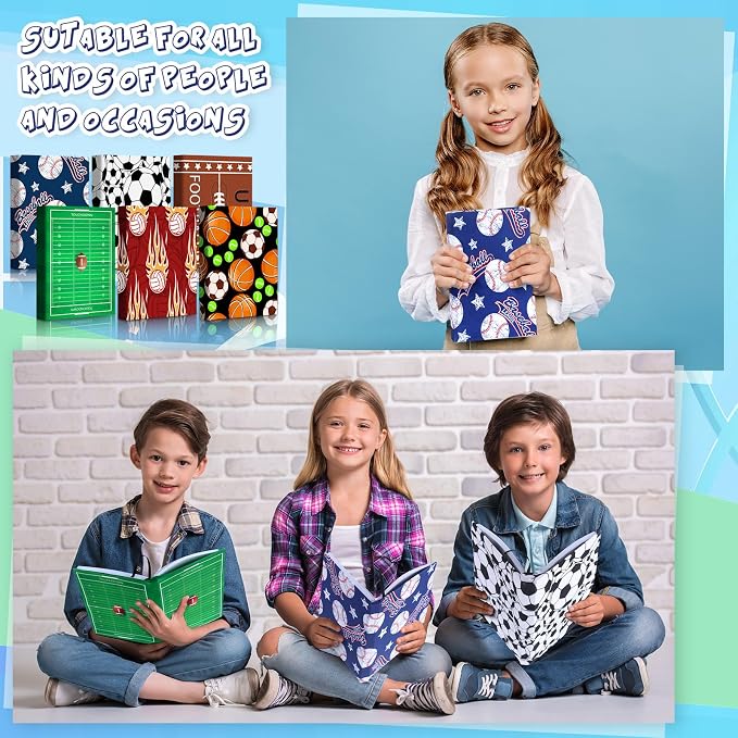 Fuyoooo 6 Pcs Stretchable Book Covers up to 9 x 11 Inches Nylon Fabric Jumbo Book Sleeves Washable Durable Reusable Cover Protector for Hardcover Textbooks Notebook(Ball Pattern)