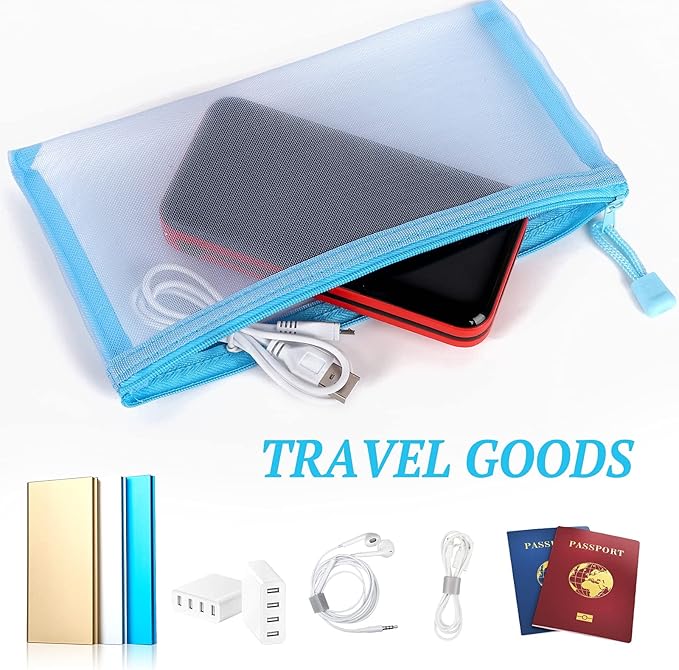 20 Pack Multicolored Zipper Mesh Pouch, Zipper Pencil Pouches Pen Bags, Multipurpose Travel Bags for Cosmetic School Office Supplies and Travel Accessories, 10 Colors (Assorted E)
