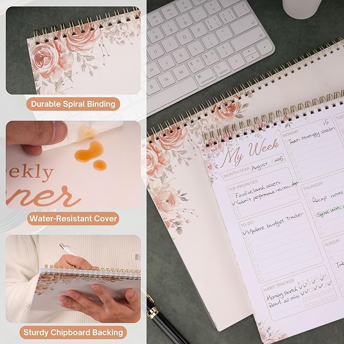 Weekly Planner Notepad 8.5x11 Inches – 52 Weeks Undated Dashboard Desk Pad for To-Do List, Schedule & Notes – Productivity Planner for Work, School, Home & Busy Professionals (Blush Pink)