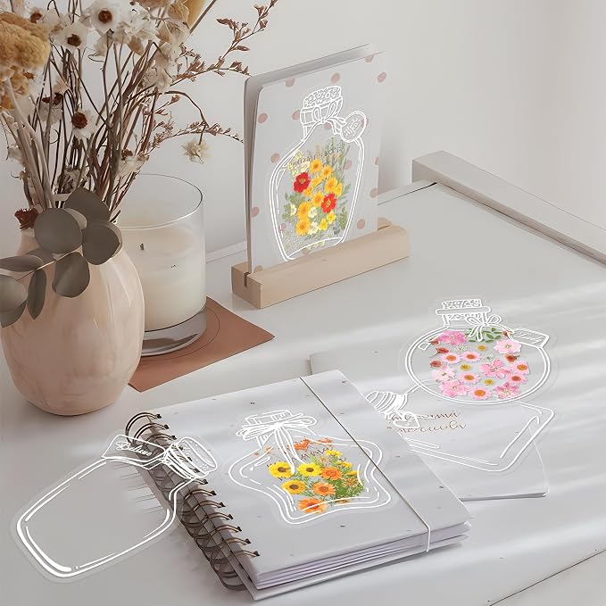 Large Size Transparent Dried Flower Bookmarks, 20 PCS Handmade DIY Flower Page Clips,World in Bottle-Making Stunning Herbarium(Wishing Bottle)