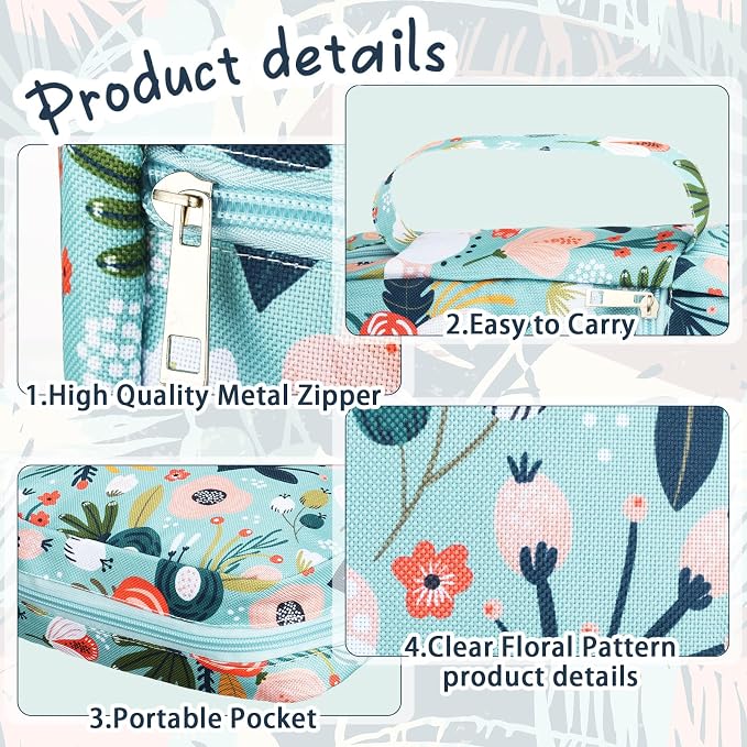 Yaomiao Bible Cover Case for Women Girls Large Bible Bag with Flowers Printing Carrying Case with Handle, 8 Pens, 90 Tabs Cover Bag Portable with Bookmarks for Study Christian Gift(Elegant Style)