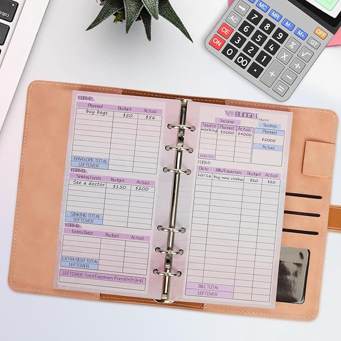 A6 Budget Planner Refill, 82 Sheet [2026] Colorful Weekly Monthly Planner Calendar Inserts 6 Hole Expense Budget for A6 Binder Cover, Money Envelopes Organizer for Wallet, Cash Saving -Autumn