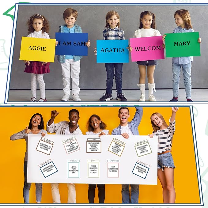 PerKoop 36 Sheets Science Fair Board Poster Boards Supplies 24 Self Adhesive Presentation Subtitles 4 Science Fair Project Titles 8 Personalized Letter Sticker for Classroom(Rustic Color)