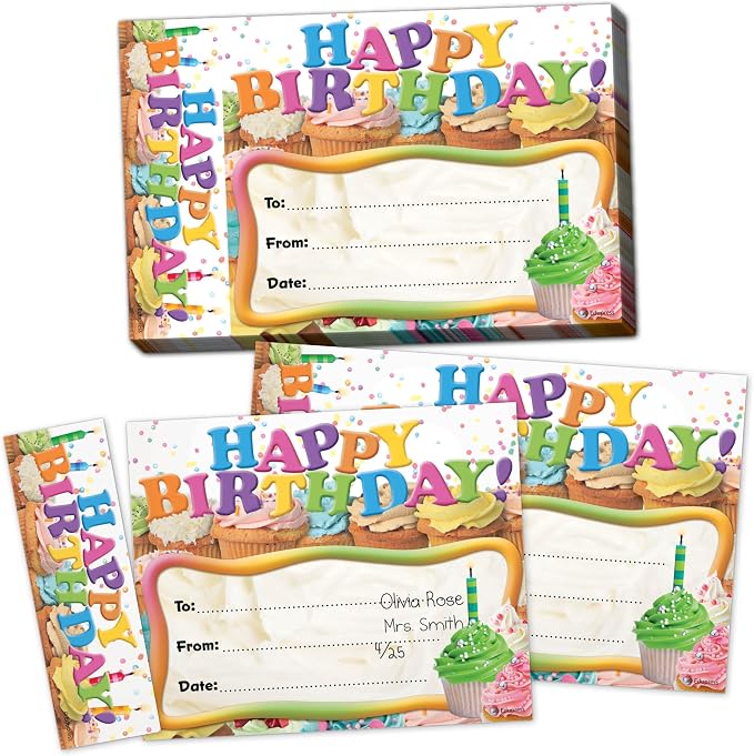 Edupress Happy Birthday Cupcakes Bookmark Awards (EP63024)