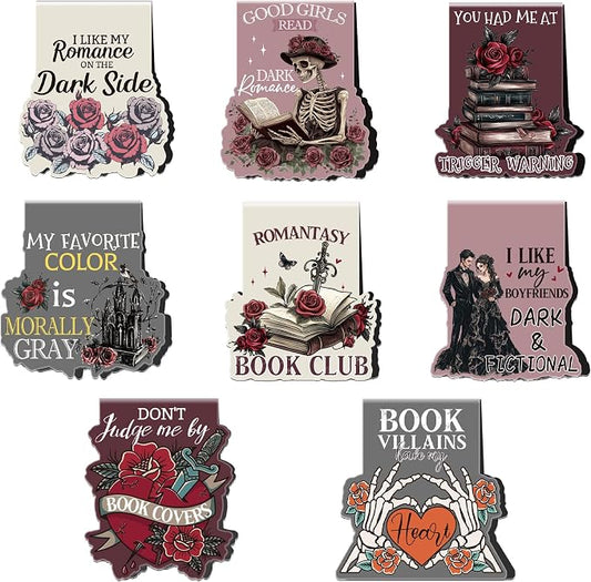 Dark Romance Magnetic Bookmarks, 8 Pcs Gothic Magnet Page Markers Romantasy Book Marks for Reading Women, Dark Romance Merch Bookish Essentials Gifts for Book Lovers Students Teachers