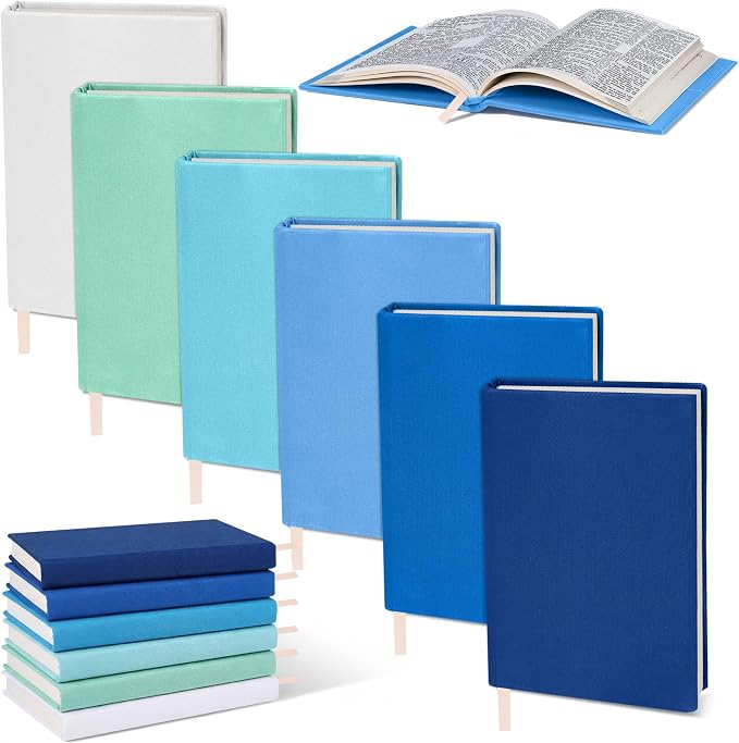 Gilprop 6 Pack Stretchable Book Covers 6-9 Inch Colored Fabric Reusable Book Protector Sleeve for Hardcovers Textbook Protection Supplies(Blue)