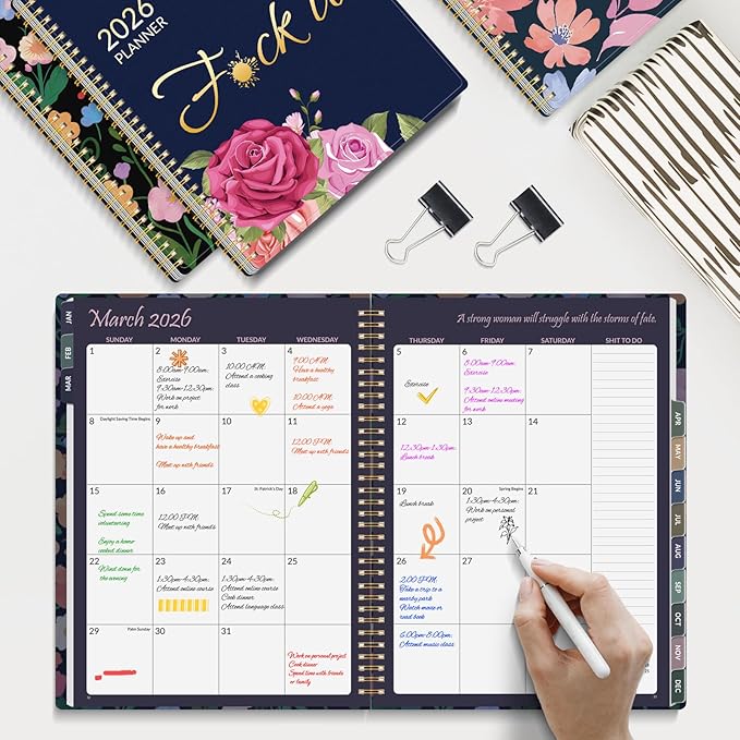 Fuck It 2026 Planner for Women, 8.5" x 11", 12-month Funny Weekly Agenda With Sweary Affirmation and Badass Quotations White Elephant Gifts- from January 2026 - December 2026, Blue Rose