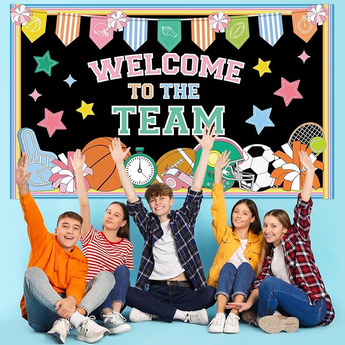 Spring Sports Motivational Bulletin Board Set Football Basketball Soccer Baseball Teamwork Classroom Decor Growth Mindset Cutouts Inspirational Bulletin Board for School Game Wall Decor Party Supplies
